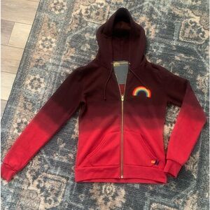 Aviator Nation rainbow stitch ombré hoodie - Size Small